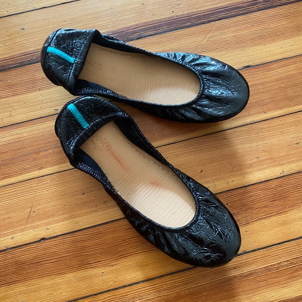 Tieks Black Crinkled patent leather Ballet Flats 10